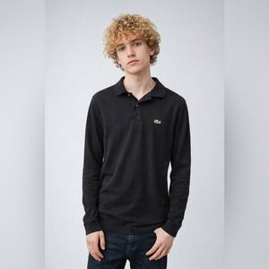 Lacoste Men's Black Long-Sleeve Polo Shirt size 2